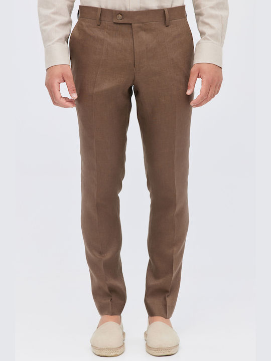 Brown Linen Slim Fit Suit Aristoteli Bitsiani