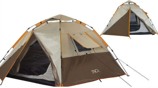 Inca Terra Αυτόματη Σκηνή Camping Igloo Καφέ 3 Εποχών για 4 Άτομα 210x210x150εκ.