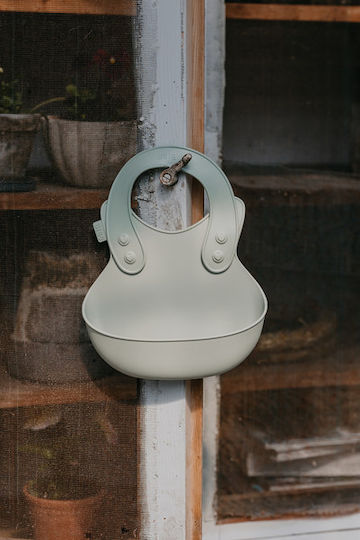 Bibs Overall Waterproof Bib Silicone with Button & Pocket Sage 4000250
