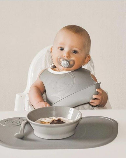 Twistshake Waterproof Bib Plastic with Button & Pocket Grey / White 2pcs