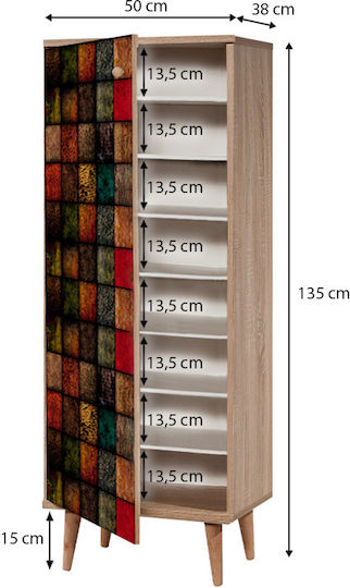 Suport pentru pantofi Soho cu 8 Rafturi Sonoma L50xW38xH135cm