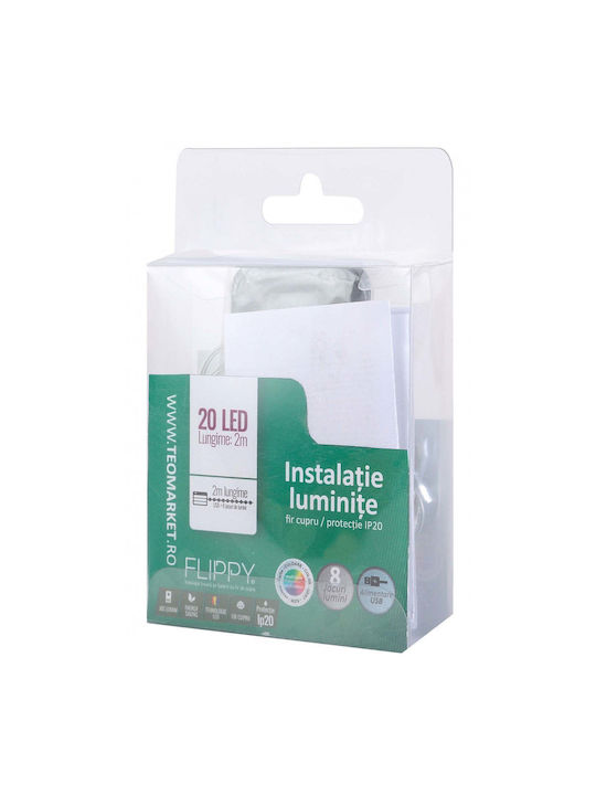 20 Lămpițe LED 2m. Multicolore USB tip Șir 1buc