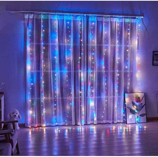 100 Lights LED 3m. x 100cm Multicolor USB type Curtain 1pcs