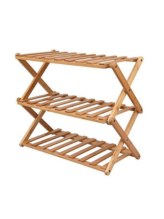 Bamboo Shoe Organizer with 3 Shelves 68x46x25cm