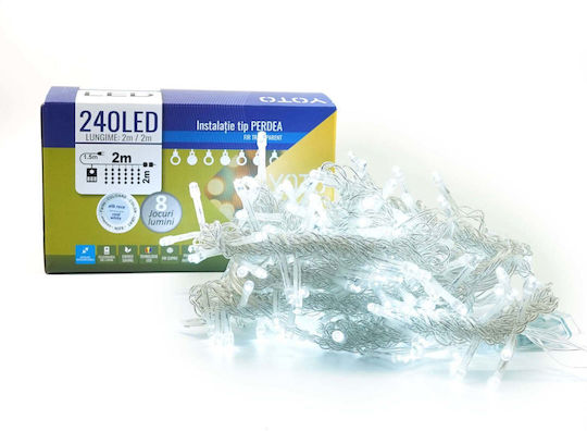 240 Λαμπάκια LED 2μ. x 200εκ. Λευκά τύπου Κουρτίνα