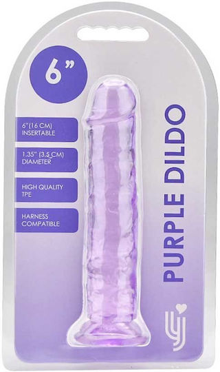 Loving Joy Ρεαλιστικό Dildo με Όρχεις και Βεντούζα Μωβ 18cm