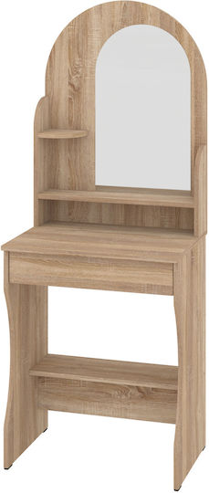 Triomo 6 Wooden Makeup Dressing Table Sonoma with Mirror 60x45x155cm