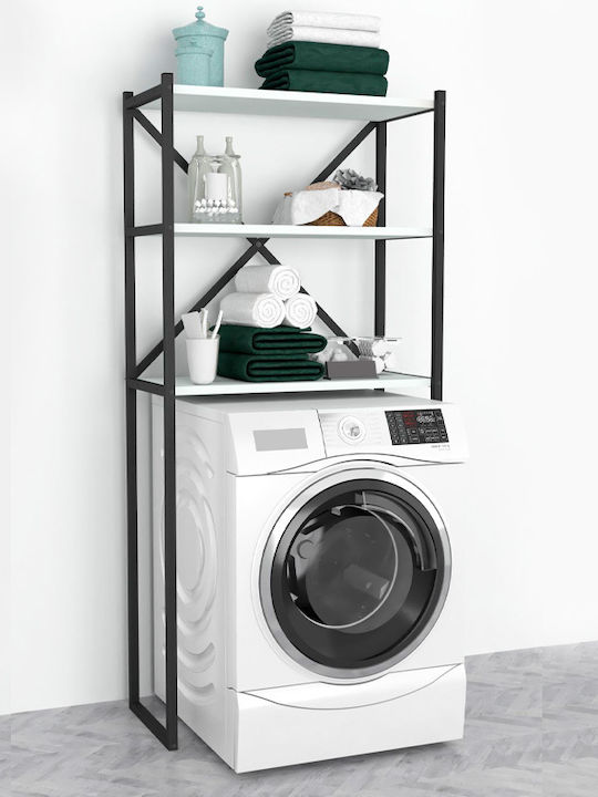 Megapap Mindy Подов Рафт за баня Метален с 3 рафта 66x34x160см Black/White