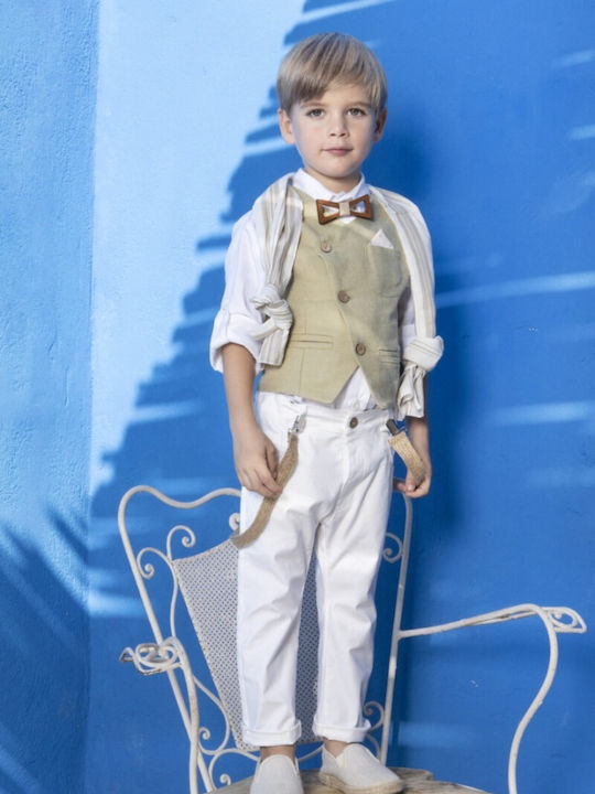 Baby Bloom Costum de Botez cu Vestă pentru Băiat Kaki 7buc