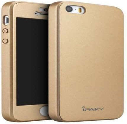 iPaky 360 Full Cover Plastic / Tempered Glass / Silicon 0.3mm Auriu (iPhone 5/5s/SE)