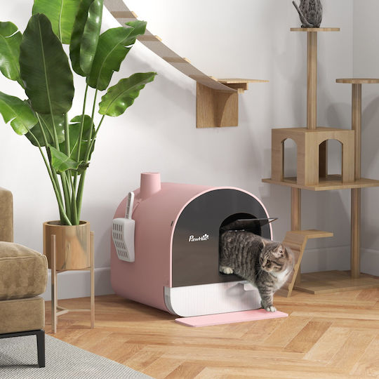 Pawhut Cat Toilet Closed with Filter Pink L43 x W44 x H47cm