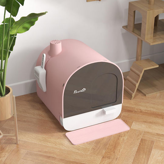 Pawhut Cat Toilet Closed with Filter Pink L43 x W44 x H47cm