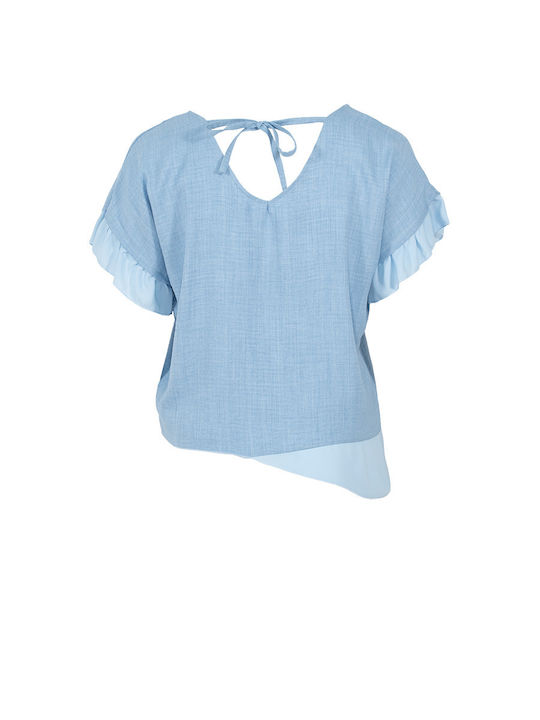 Didone Damen Bluse Kurzärmelig blue