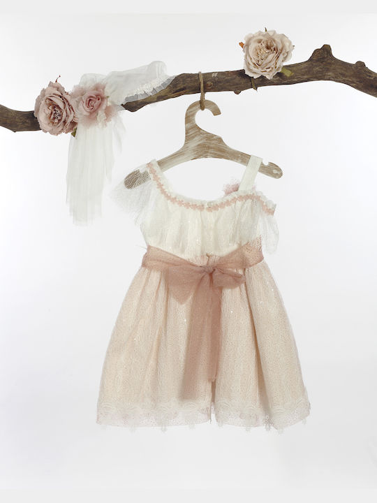 Lollipop Celebrations Ivorian/Sapio Apple Set de Haine de Botez cu Accesorii pentru păr , Rochie & Cardigan din Dantelă 3buc