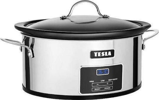 Tesla Electronics SlowCook S800 Deluxe Elektrischer Bräter 250W mit Kapazität 5.6Es Silber