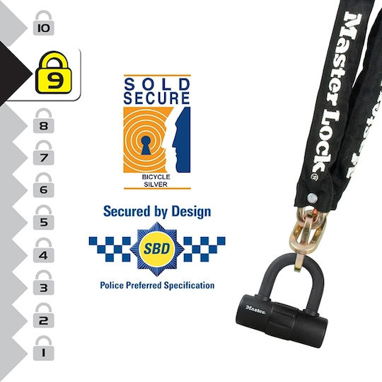 Master Lock 90cm Motorcycle Chain Lock Motorcycle Chain Lock with 10mm Pin in Black