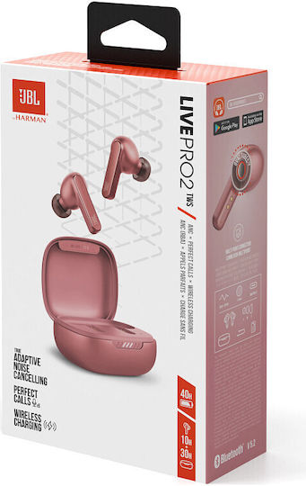 JBL Live Pro 2 TWS In-Ear Bluetooth-Freisprecheinrichtung Kopfhörer mit Schweißresistenz und Ladeetui Rosa