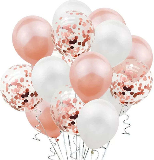 Set 15 Party Balloons Flippy Rose Gold White 30 Cm