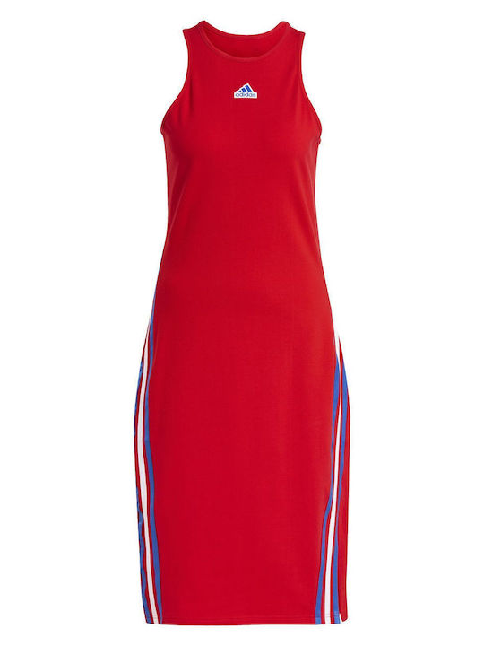 Summer Midi Dress with Tearing Red