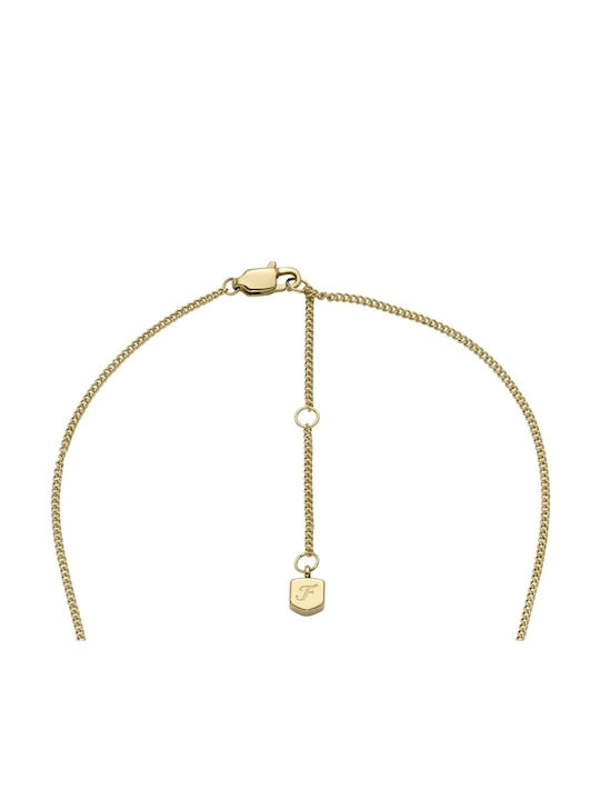 Fossil Necklace with design Star from Gold Plated Steel with Zircon
