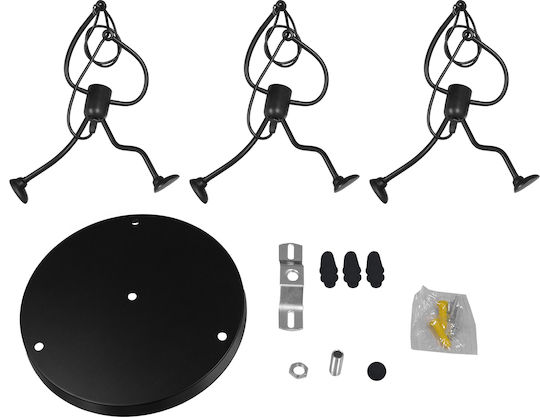 GloboStar Little Man Κρεμαστό Φωτιστικό Μαύρο με Ντουί E27 37x35x40εκ.