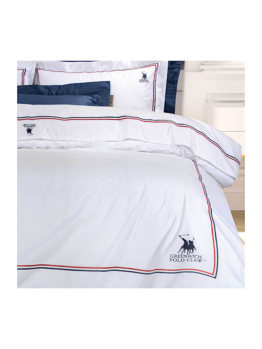 Greenwich Polo Club Bettbezug-Set Baumwolle Übergröße mit 2 Kissenbezügen 220x240 2173 White