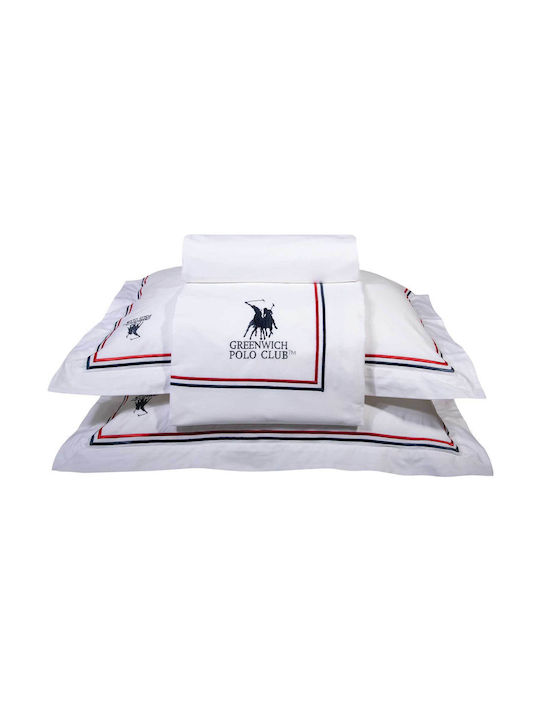 Greenwich Polo Club Bettbezug-Set Baumwolle Übergröße mit 2 Kissenbezügen 220x240 2173 White