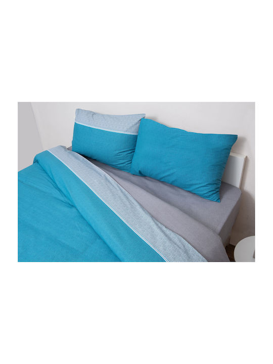 Anna Riska Duvet Cover Set Cotton Semi-double with Pillowcase 180x240 5010 Petrol Blue