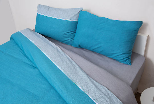 Anna Riska Duvet Cover Set Cotton Semi-double with Pillowcase 180x240 5010 Petrol Blue