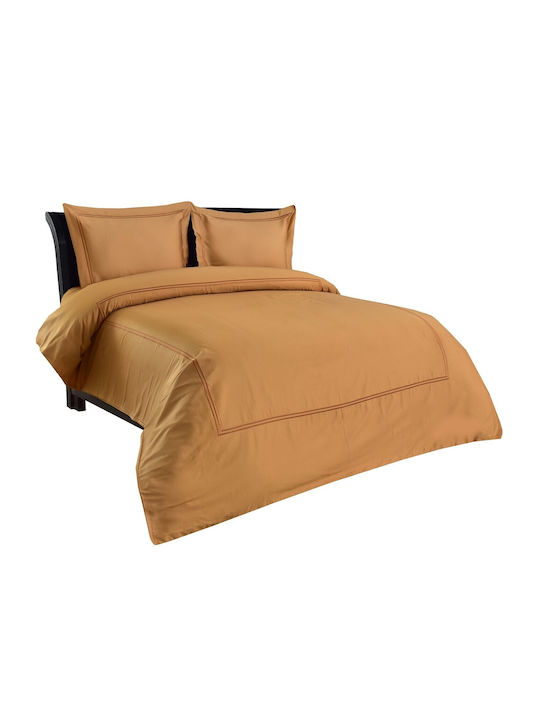 Anna Riska Duvet Cover Set Cotton Satin Queen with 2 Pillowcases 220x240 Classico 2 Cinammon