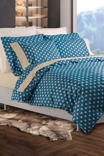 Makis Tselios Home Σετ Παπλωματοθήκη Βαμβακερή Μονή με Μαξιλαροθήκη 170x240cm Drops Γκρι