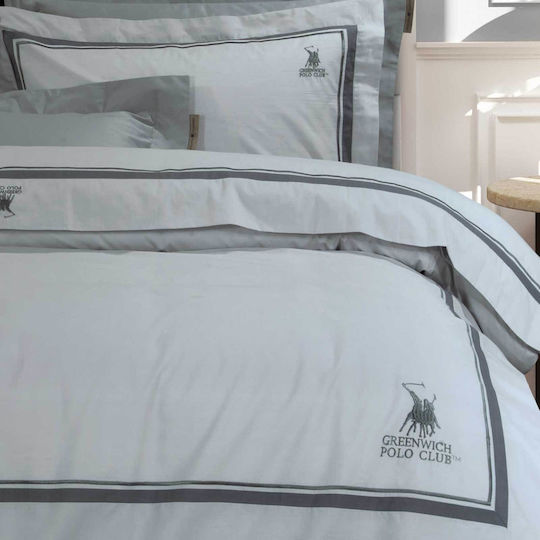 Greenwich Polo Club Duvet Cover Set Cotton Queen with 2 Pillowcases 220x240 2175 Grey