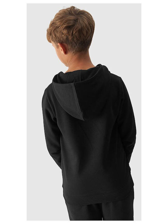 4F Kinder Sweatshirt mit Kapuze und Taschen Schwarz