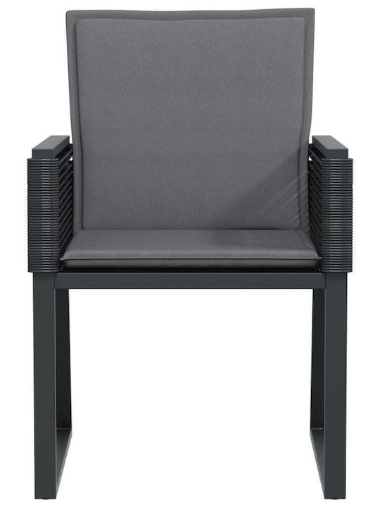 Outdoor Chair Rattan Black with Cushion 2pcs 45x42x79cm