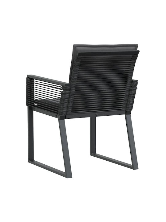 Outdoor Chair Rattan Black with Cushion 2pcs 45x42x79cm