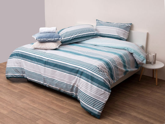 Viopros Duvet Cover Set Cotton Single with Pillowcase 160x240 Dallas Petrol