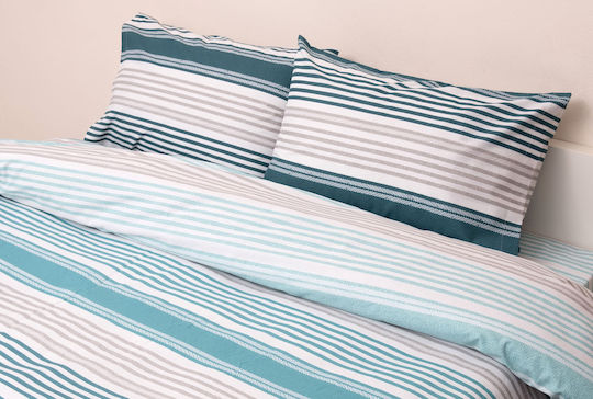 Viopros Duvet Cover Set Cotton Single with Pillowcase 160x240 Dallas Petrol
