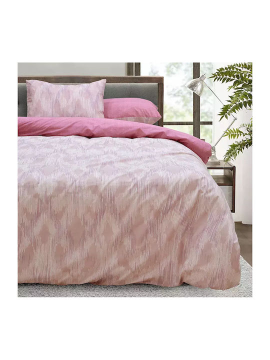 Lino Home Duvet Cover Set Cotton Queen with 2 Pillowcases 220x240 Domingo Pink