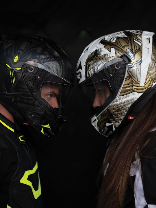 CGM Shot Nippo 363S Black/Yellow Fluo Matt Cască Moto Față întreagă ECE 22.06 1550gr cu Sunvisor