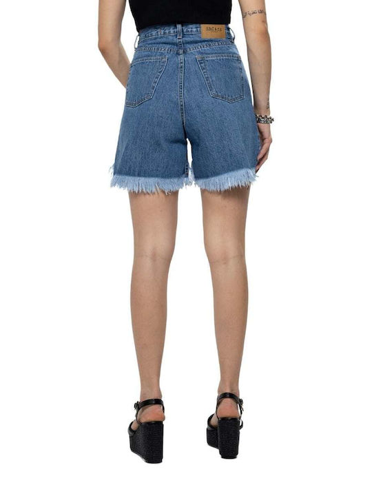 Sac & Co Women's Jean High-waisted Shorts Mid Blue