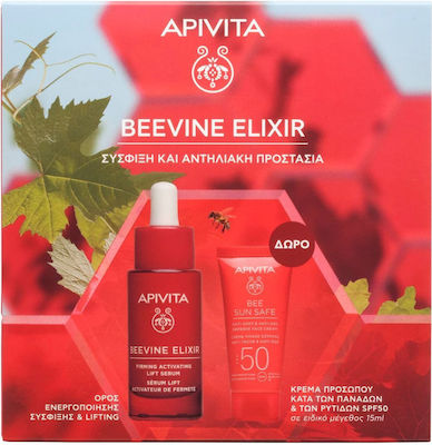 Apivita Beevine Elixir Hautpflegeset für Festigung , Aufhellung & Anti-Aging mit Serum & Gesichtscreme 30ml