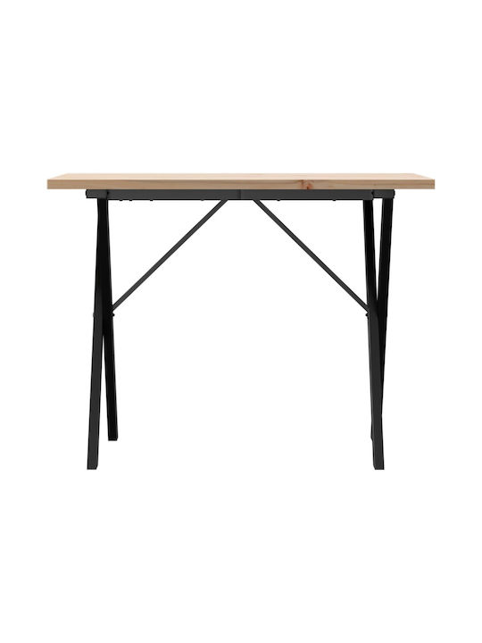 Masă Sala de mese din Lemn Masiv & Metal Maro 100x50x75.5buc