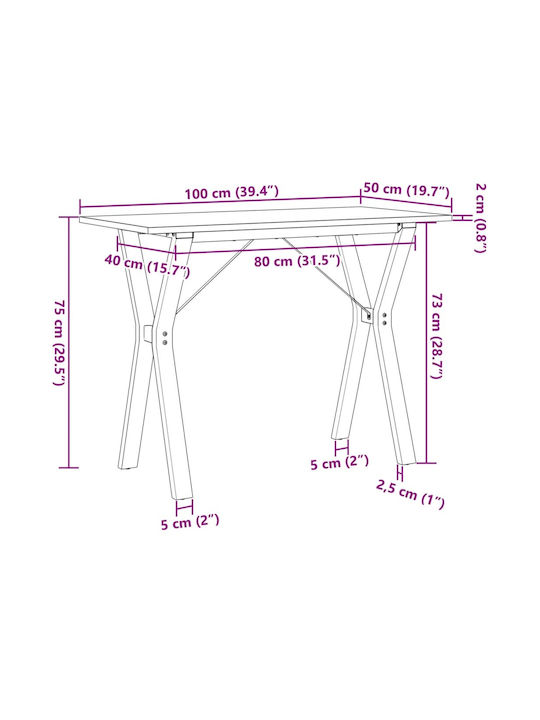 Table Dining Room from Solid Wood & Metal Coffee 100x50x75cm