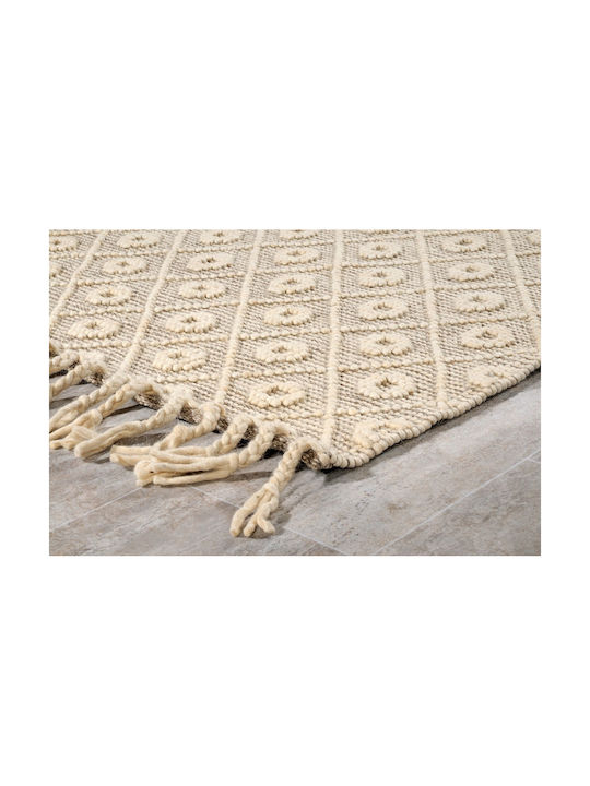 Tzikas Carpets Nomad 55156-060 Χειροποίητο Χαλί Διάδρομος Μάλλινο με Κρόσια Μπεζ 80x150cm