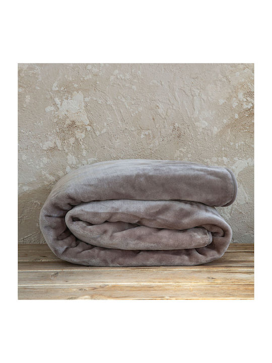 Nima Velvet Blanket Double 240x260cm Cigar Beige