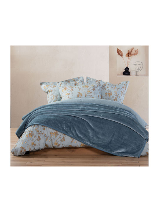 Nef-Nef Homeware Loft Blanket Velvet Single 160x220cm Loft Smoke Blue