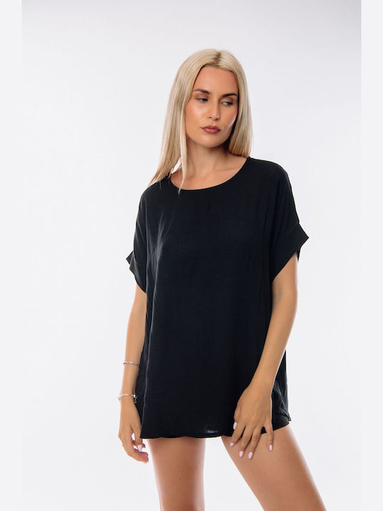 Dress Up Women's Blouse Short Sleeve Black