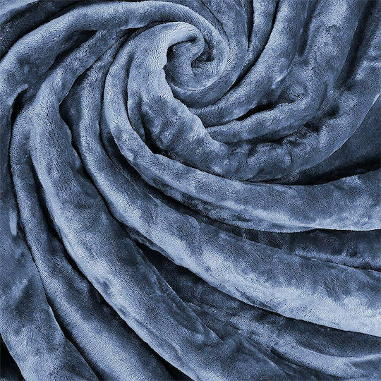 Lino Home Velvet Blanket Single 160x220cm Blue