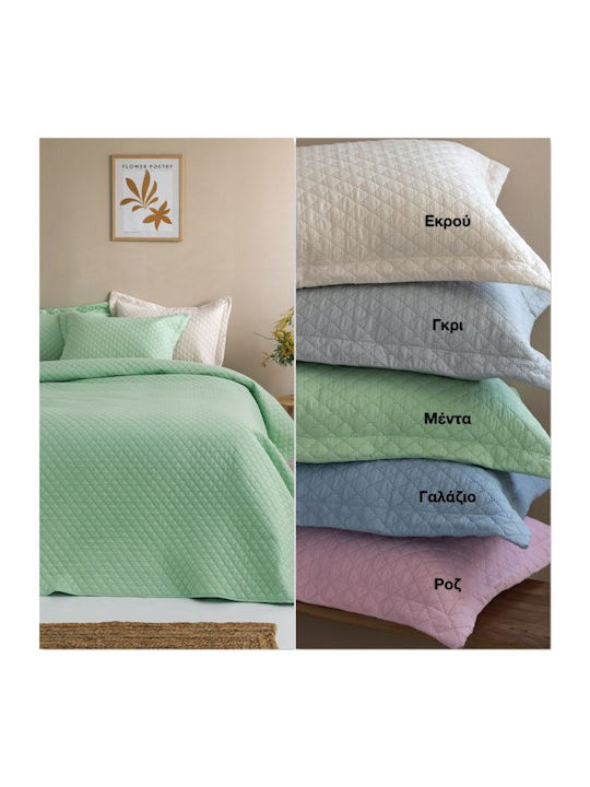 Palamaiki Jenn Σετ Κουβερλί Υπέρδιπλο Microfiber Mint 220x240cm 3τμχ