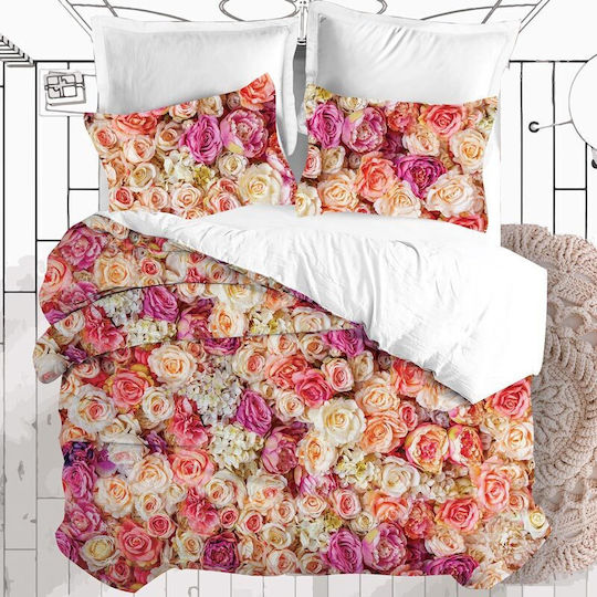 Makis Tselios Home Spring Set Coverlet Queen Size Cotton Satin Pink 240x250cm 3pcs